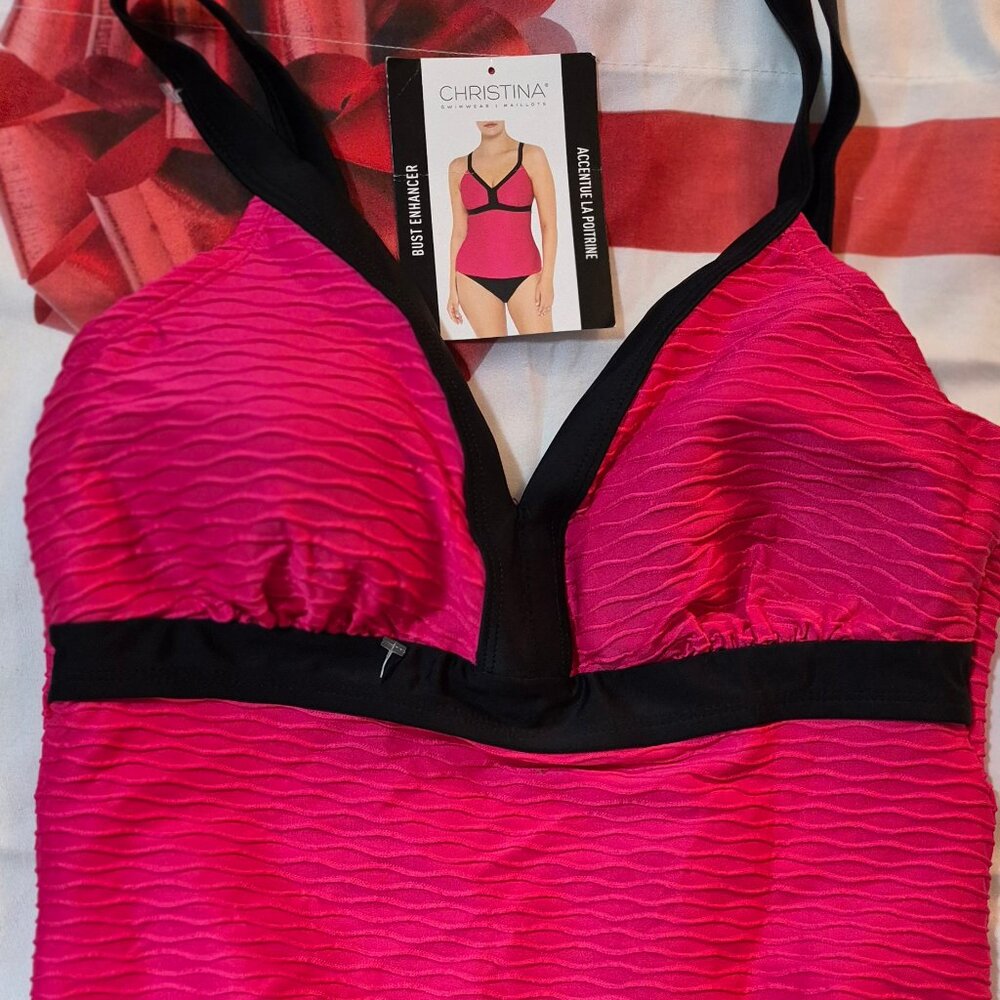 Christina Swim Shirt Pink & Black 82%Nylon 18%Spandex Cambodia Whimsical S10 *